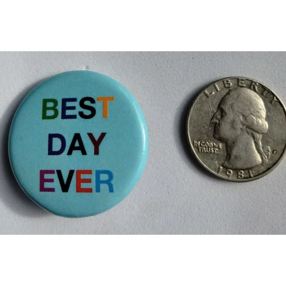 Best Day Ever Blue Pin Brooch Backpack Rainbow Letters
